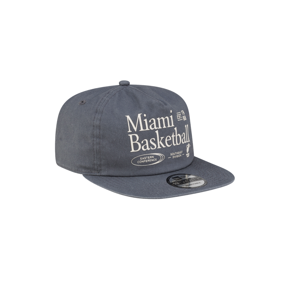 Grey Court Culture x New Era Miami Basketball snapback hat featuring Miami Basketball and Eastern Conference graphics on the front.