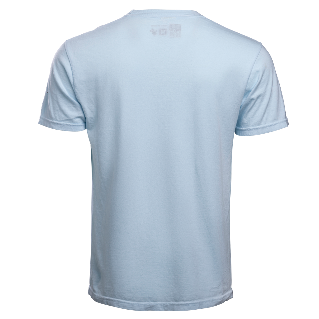 Light blue unisex tee with Miami HEAT Court Culture heat logo on back below neckline. - Court Culture HEAT Pickleball League Unisex Tee