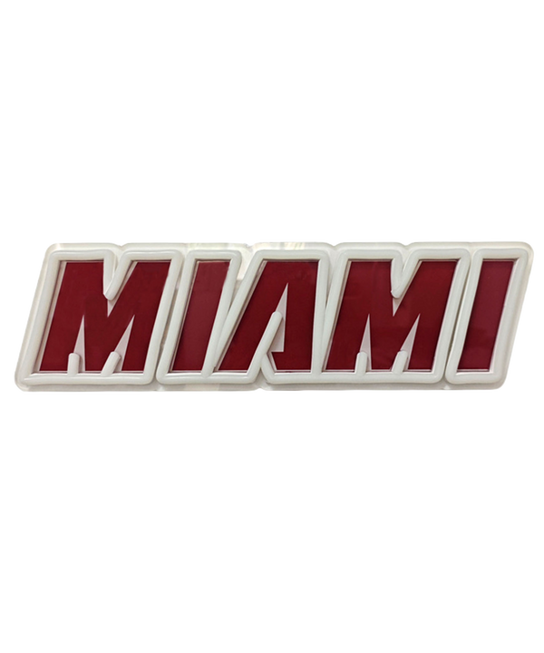 A Miami HEAT Core Neon Sign featuring the word MIAMI in red block letters outlined in white.