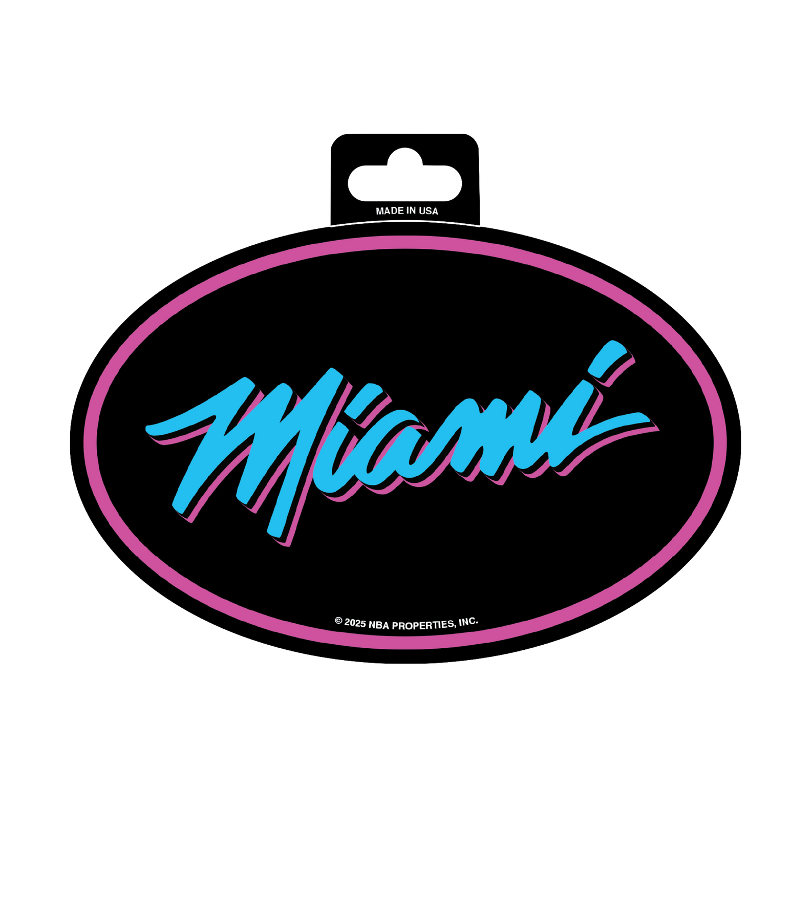 The Miami HEAT Original Vice Nights Oval Decal by Rico Industries measures 5 1/2