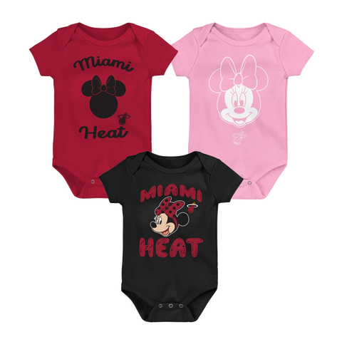 Miami HEAT Minnie Girls Newborn Onesie 3-Pack