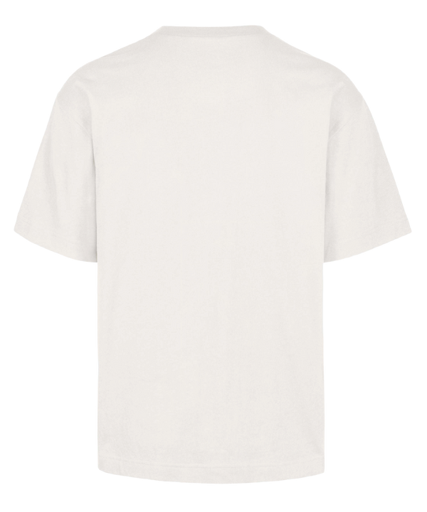 The ’47 Brand Miami HEAT Flex Foundation Tee is an ivory white T-shirt showcasing a large Miami Heat logo with a flaming basketball soaring through a hoop, and bold red and black “HEAT BASKETBALL” lettering. Made from 100% cotton for superior comfort, this tee is designed in a standard fit.