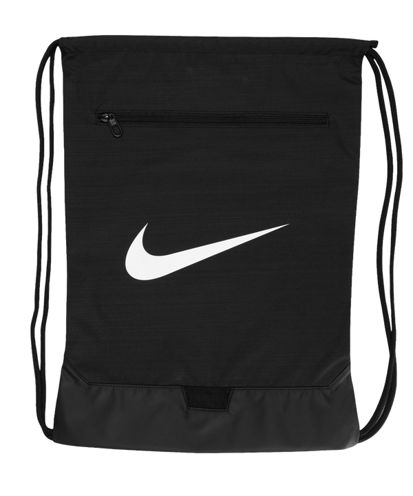 Carry your workout gear in style with the Nike Miami HEAT Logo Drawstring Bag, featuring a black recycled polyester design and official Heat logo—a flaming basketball through a white hoop.
