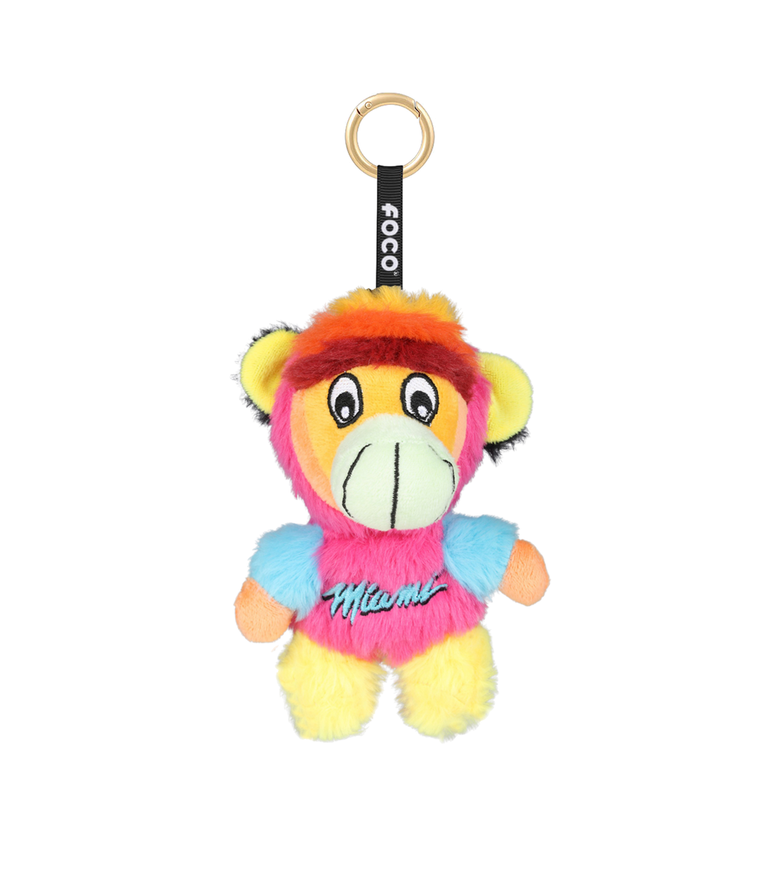 Introducing the Miami HEAT Burnie Foocoos Plushie Keychain Blind Box by Forever Collectibles! This vibrant plush keychain features a mix of yellow, pink, orange, and blue fur with Burnie wearing a blue “Miami” shirt. Complete with a gold ring and black strap for easy attachment, it’s the perfect accessory to showcase your team spirit on any bag or key set.
