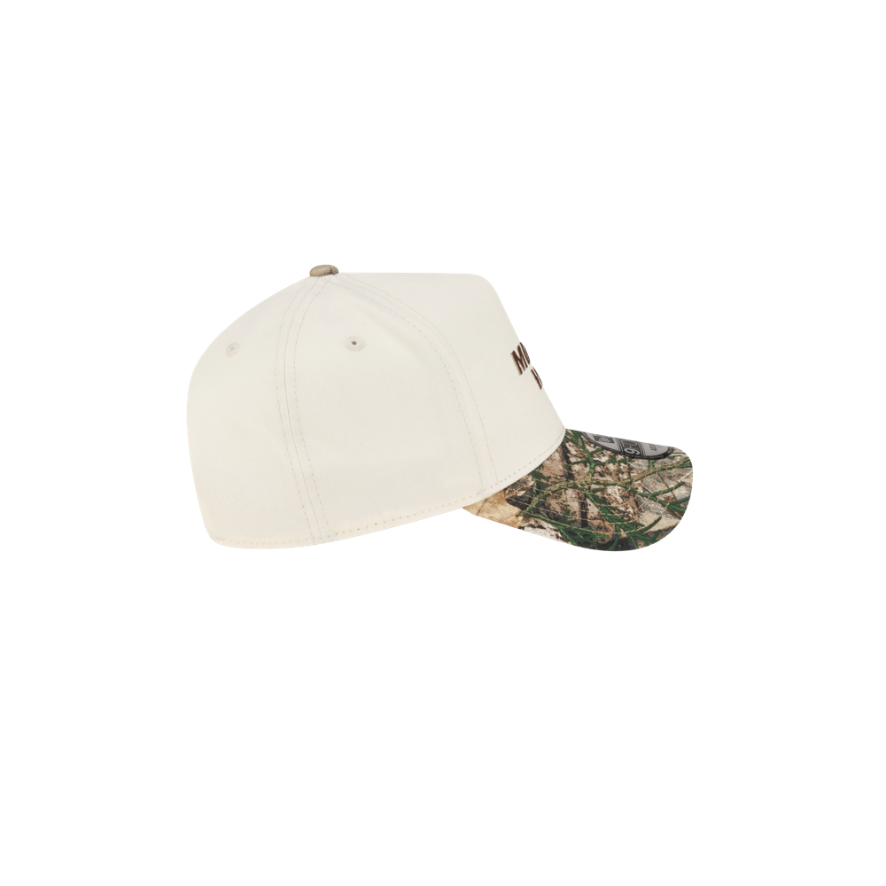 Off-white Court Culture x New Era Camo Brim Snapback cap with a camouflage-patterned brim and partial black text on the side panel.