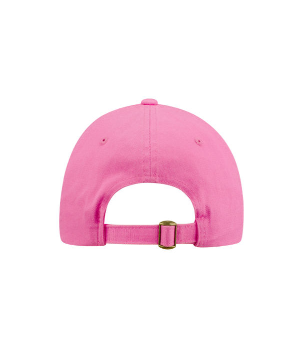 The Miami HEAT Original Vice Nights Pink Wordmark Hat by Item Of The Game features Miami embroidered in white and teal script. One size fits most. Spot clean only. Shown on a plain white background.
