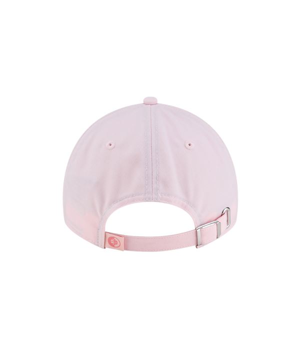 Light pink polyester Court Culture x New Era Blush Dad Cap featuring an embroidered Miami Heat logo on the front crown and a New Era sticker on the brim. One size fits most.