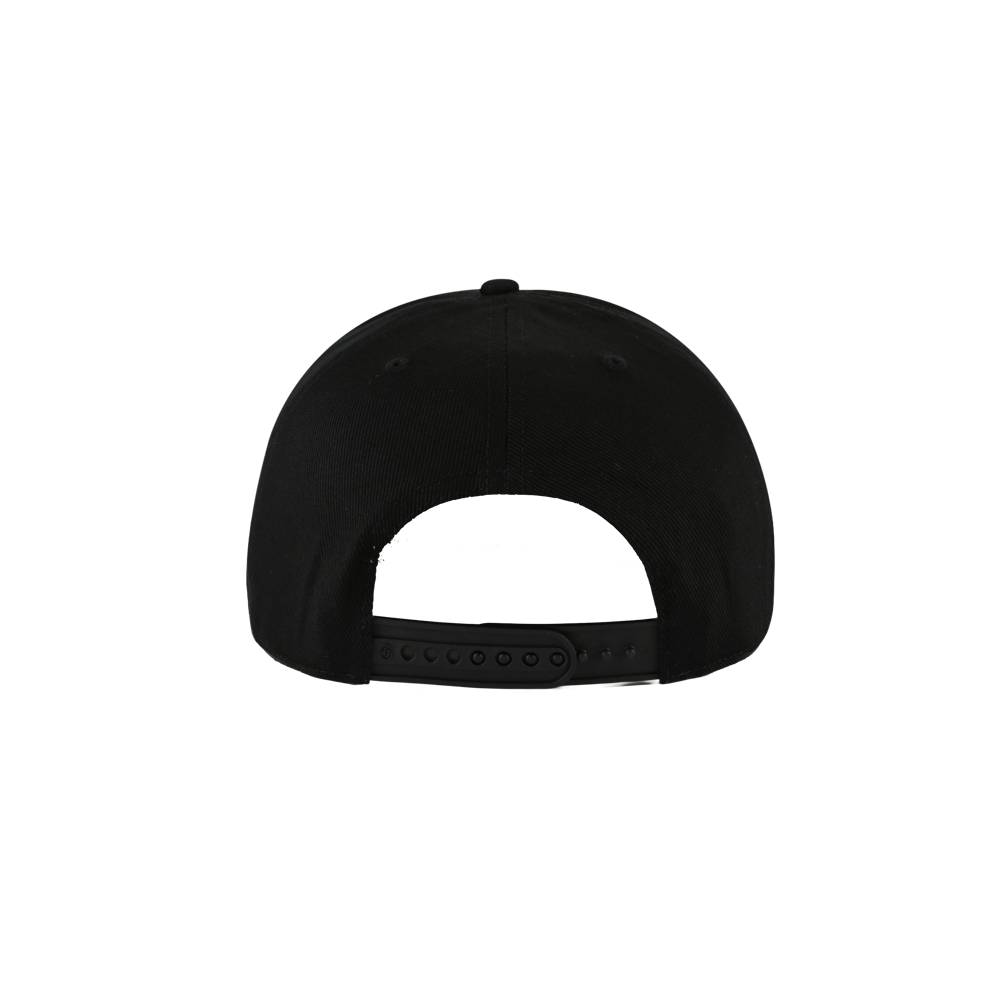 The '47 Brand Miami HEAT Original Vice Nights Hitch Snapback is a black cotton hat with an adjustable snapback closure and 