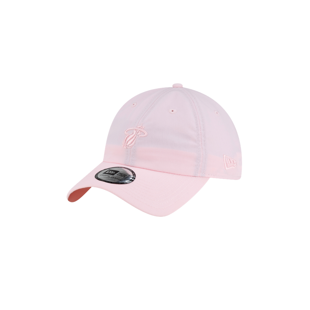 Light pink polyester Court Culture x New Era Breast Cancer Awareness Dad Hat featuring an embroidered Miami Heat logo on the front and a brand flag on the side.