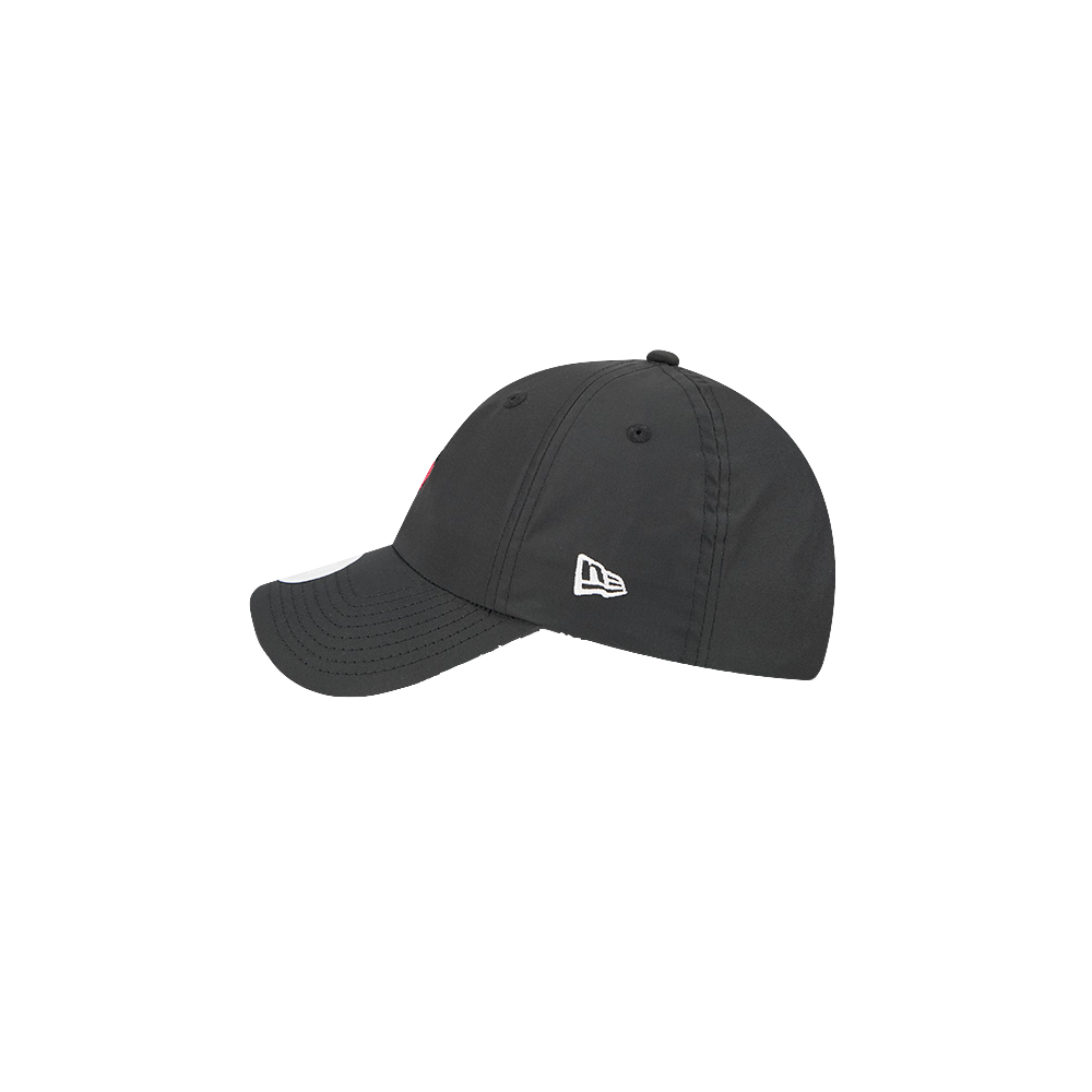 Black New Era Miami HEAT ponytail cap with adjustable strap and red logo embroidery. - New Era Miami HEAT Ponytail Women's Hat