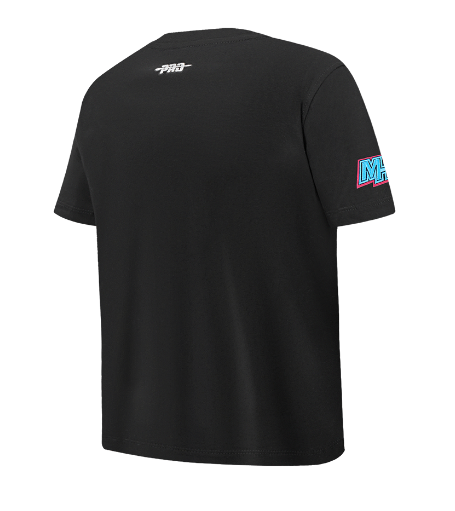 The Pro Standard Miami HEAT Original Vice Nights Graffiti Youth Tee is a black cotton short-sleeve shirt with a white 