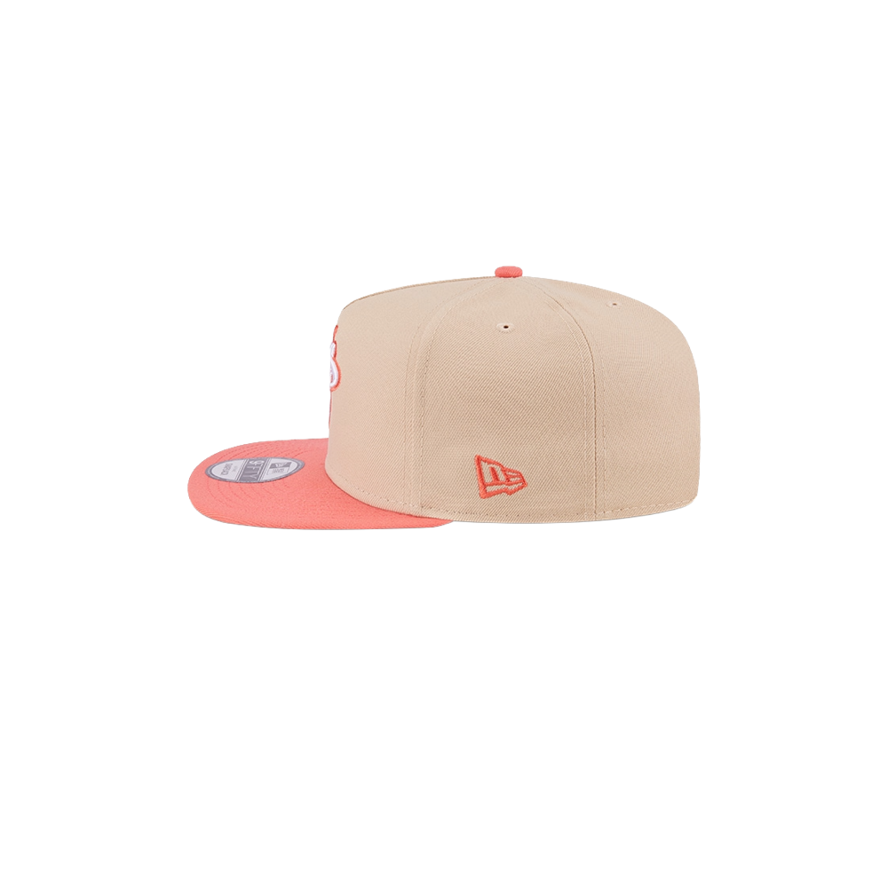 Tan and coral Miami HEAT snapback cap with 2-tone brim and adjustable strap. - New Era Miami HEAT 2-Tone Logo Snapback