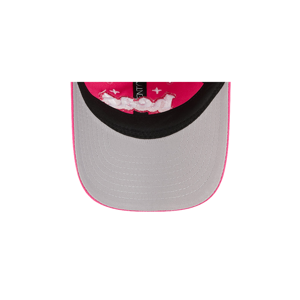 Miami HEAT youth hat with gray underbill, black inner lining, and pink adjustable strap. - New Era Miami HEAT Youth Cheer Hat