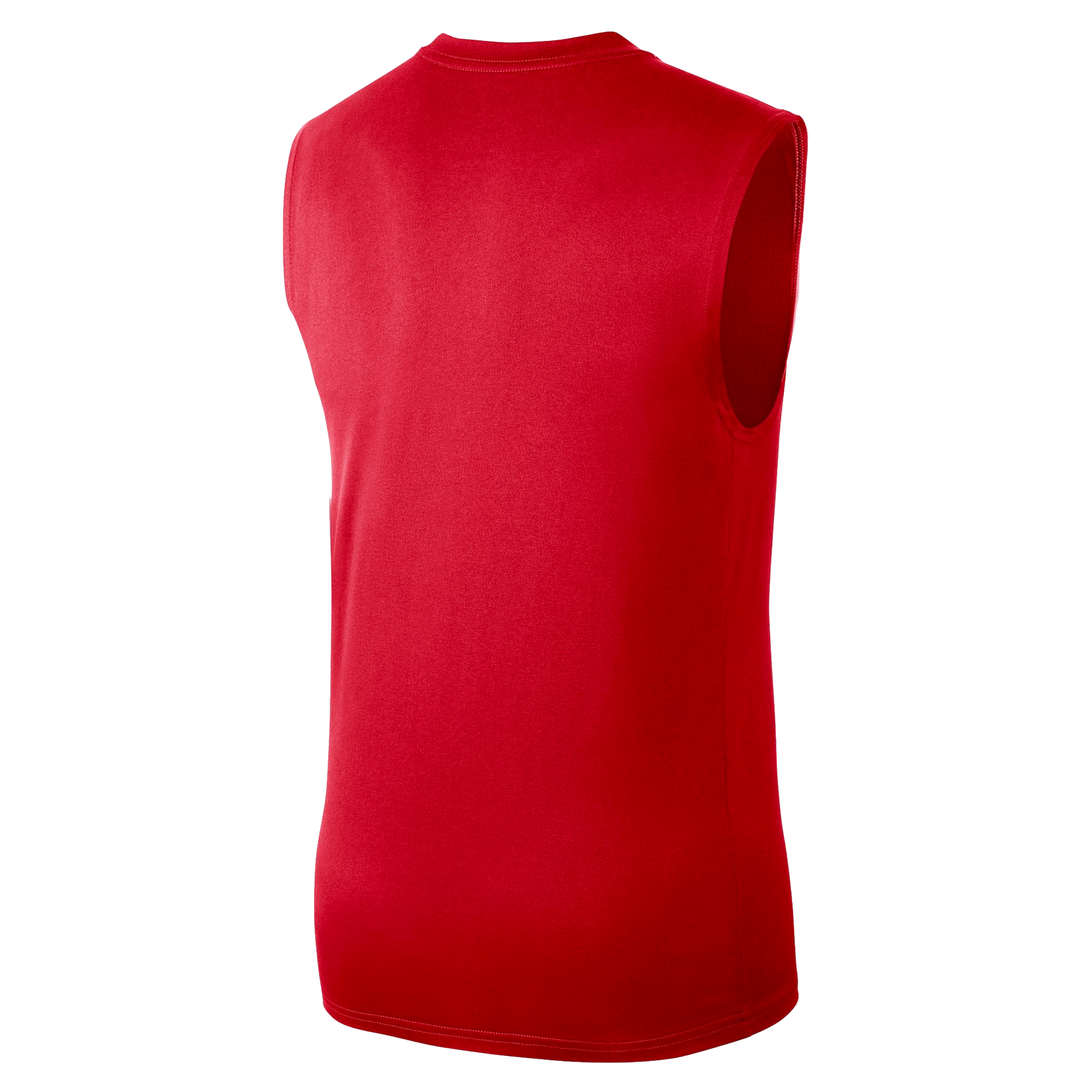 Red sleeveless tank top with a classic crew neck and smooth fabric finish.