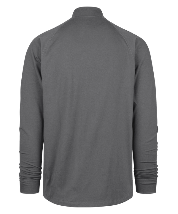 The '47 Brand Miami HEAT Forward Logo 1/4 Zip Jacket is a dark gray, long-sleeve cotton-polyester pullover with a stand-up collar and embroidered Miami Heat logo on the left chest.