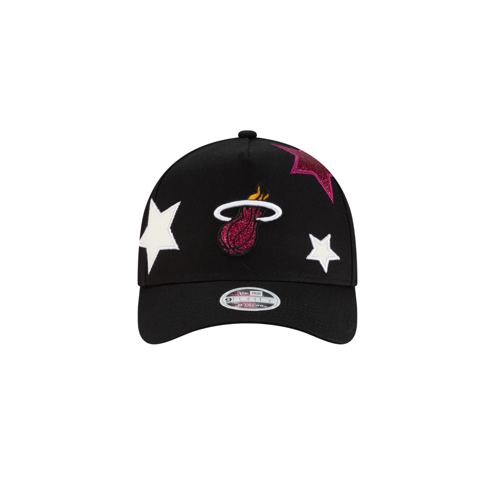 The New Era Miami HEAT Stardom Women's Hat features the team logo and eye-catching white and pink star patches for a bold, modern look.