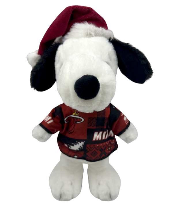 The Miami HEAT Santa Hat Snoopy Plush by Forever Collectibles is a 10