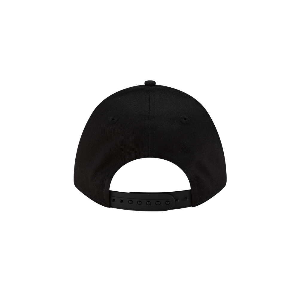 The New Era Miami HEAT Stardom Women's Hat is a black baseball cap with an adjustable snapback closure, two side ventilation holes, and a plain white background.