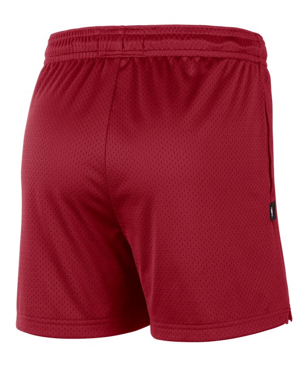 Introducing the Nike Miami HEAT Standard Issue Mesh Shorts by Nike. These red mesh basketball shorts feature a white drawstring, with the iconic small Nike logo, “Miami Heat Basketball” text, and team logo printed on the left leg. Crafted from polyester, they offer a mid-thigh length, elastic waistband, and a relaxed standard fit for ultimate comfort.