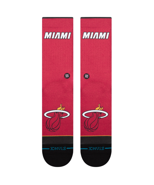 The Stance Miami HEAT Statement Red Socks feature the team logo and 