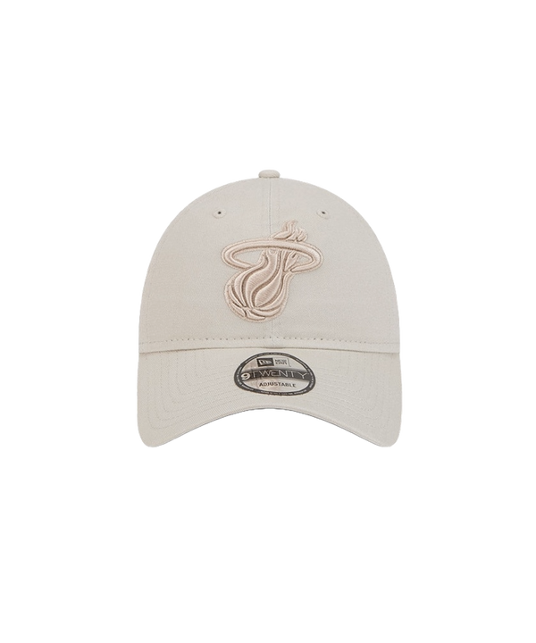 Stone color Miami HEAT dad hat with raised logo embroidery and curved brim.