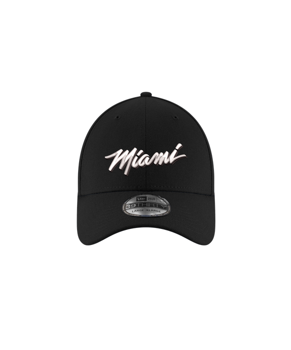 The New Era Miami HEAT Original Vice Nights Tonal Flex Fit Hat features 