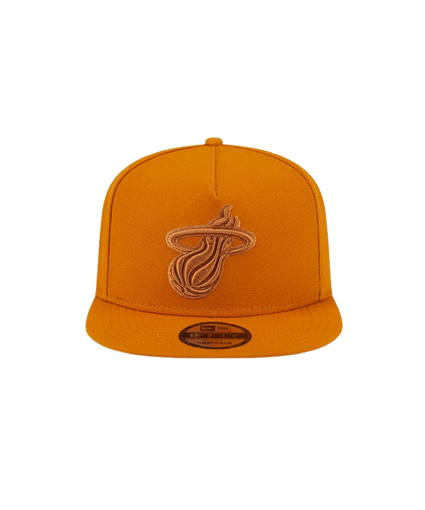 Brown New Era snapback cap with raised Miami HEAT logo on front panel. - New Era Miami HEAT Brown Snapback
