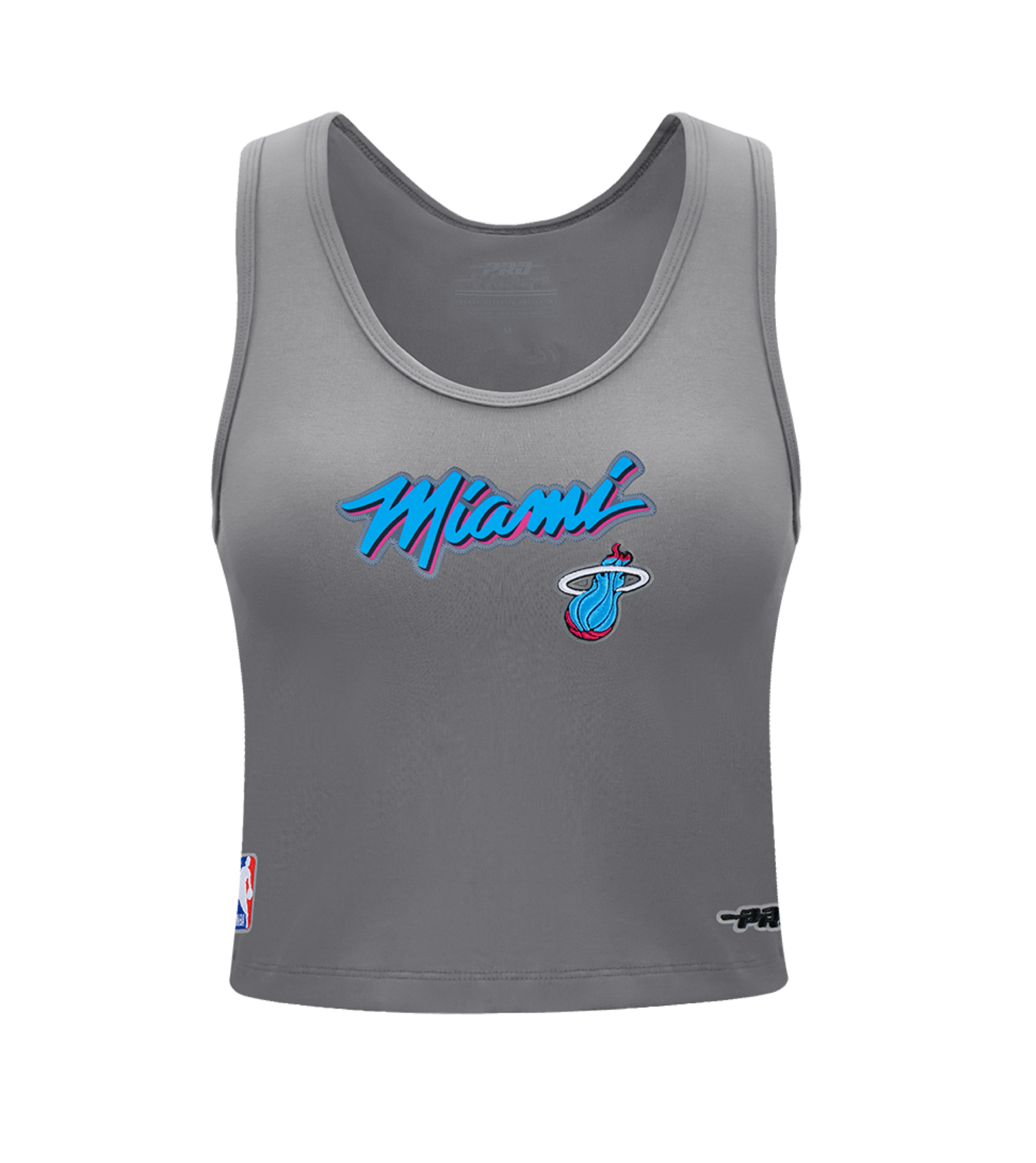 The Pro Standard Miami HEAT Original Vice Nights Women's Tank is a gray crop top featuring 