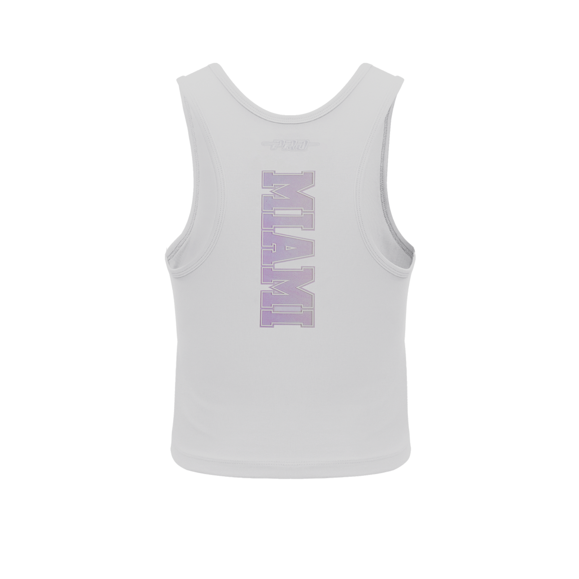 The Pro Standard Miami HEAT Hologram Women's Tank by Pro Standard is a white, sleeveless athletic top in a standard fit, featuring 