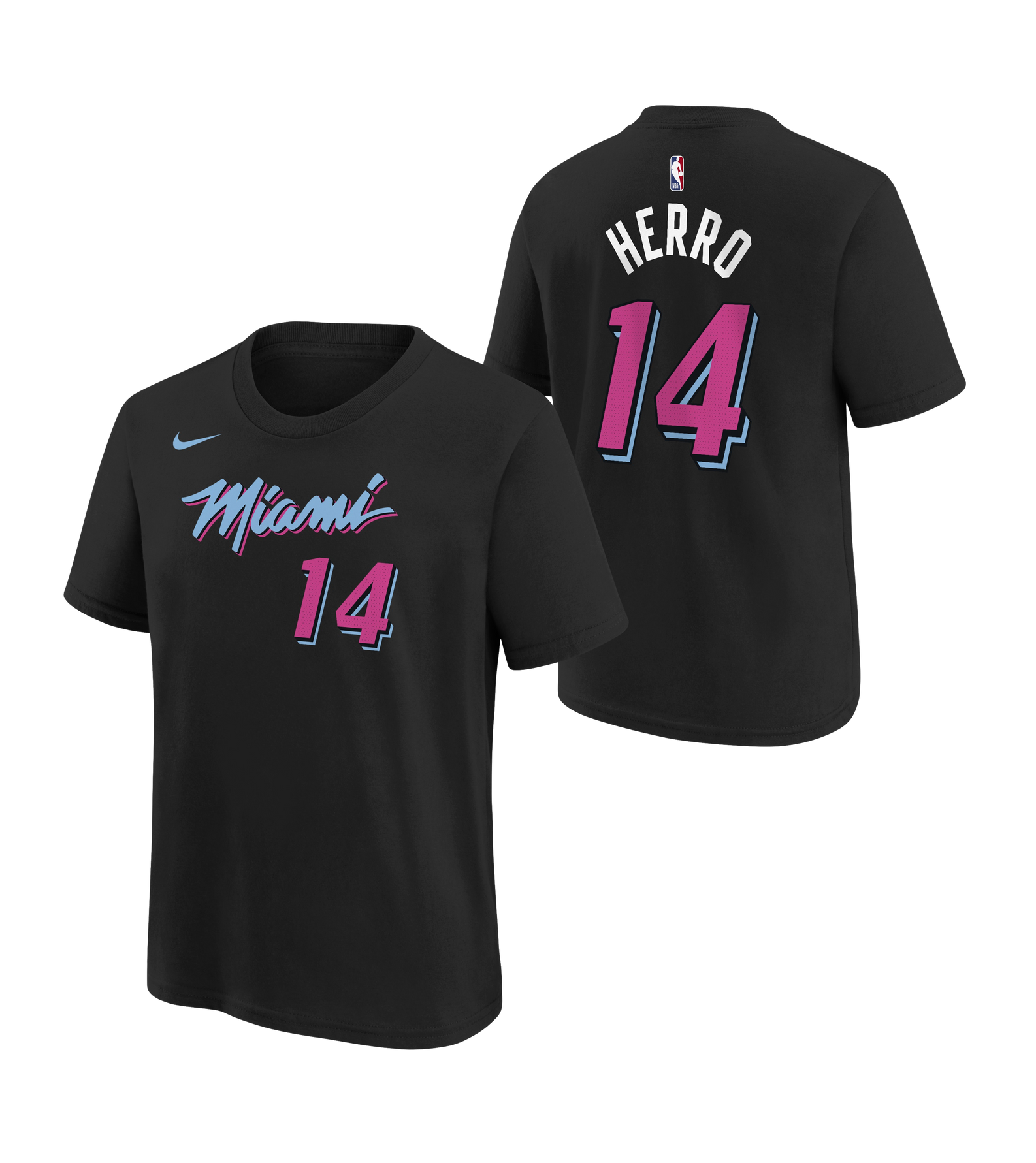 The Nike Tyler Herro Original Vice Nights Youth Name & Number Tee features 
