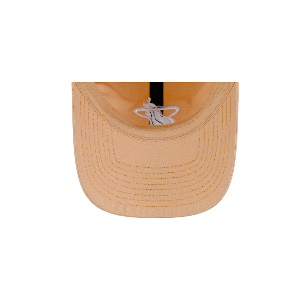 Tan polyester Court Culture x New Era Sandbar Dad Hat with a white embroidered logo on the underside of the brim.