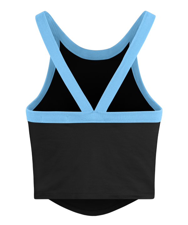 The '47 Brand Miami HEAT Original Vice Nights Women's Rally Tank Top is a black, standard fit tank with light blue trim, white and pink Miami HEAT lettering, team logo at the hem, and is made from machine washable cotton fabric.