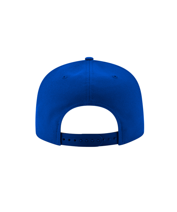 Court Culture x New Era Vice City snapback in blue 100% polyester, featuring an embroidered design of two pink palm trees above the words Vice City in white script.