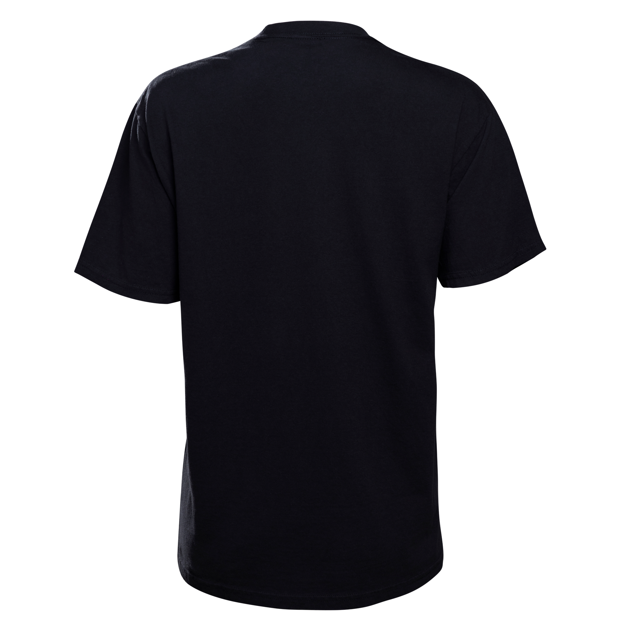 The Court Culture Welcome to Vice City Tee by Court Culture is a plain black, 100% cotton short-sleeve shirt shown from the back on a white background.
