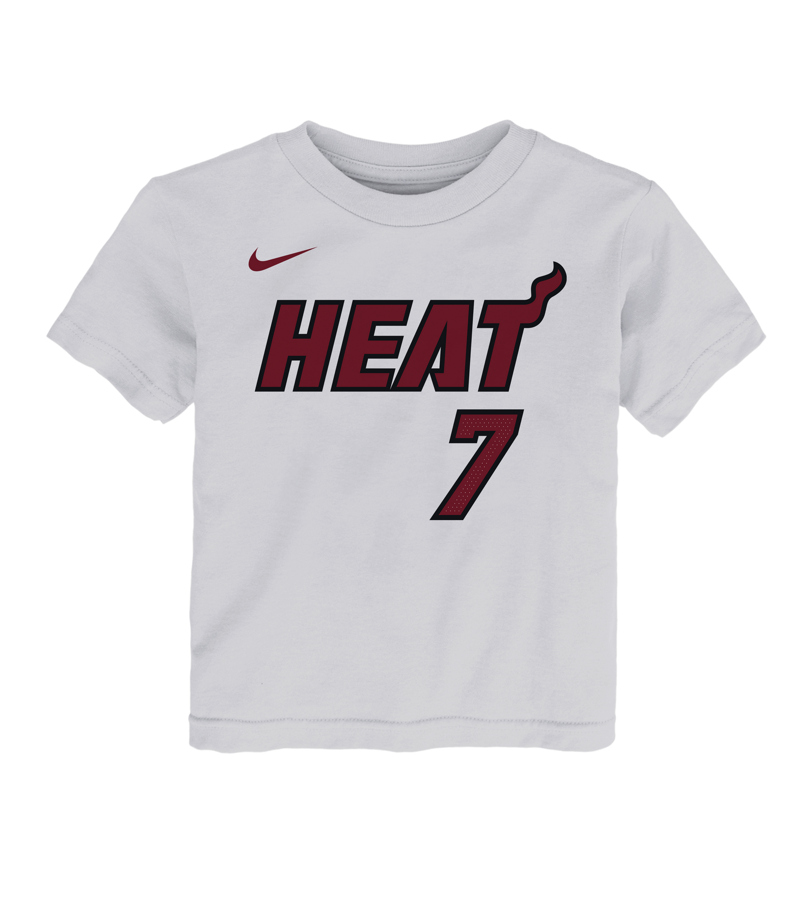 The Giannis Antetokounmpo Nike Association White Name & Number Toddler Tee by Nike features short sleeves and a crisp white color, with Giannis’s number 7 and official team graphics on the front along with a small red Nike swoosh. Made from 100% cotton in a standard fit, this tee is both comfortable and stylish—and easy to care for, thanks to its machine wash cold instructions.