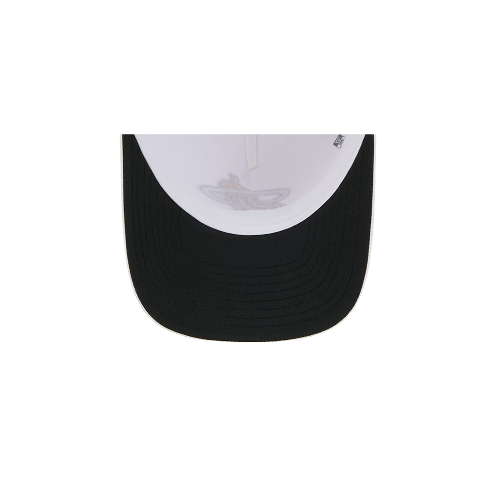 White and black New Era trucker cap with Miami HEAT logo under the brim, adjustable strap. - New Era Miami HEAT Logo Adjustable Trucker