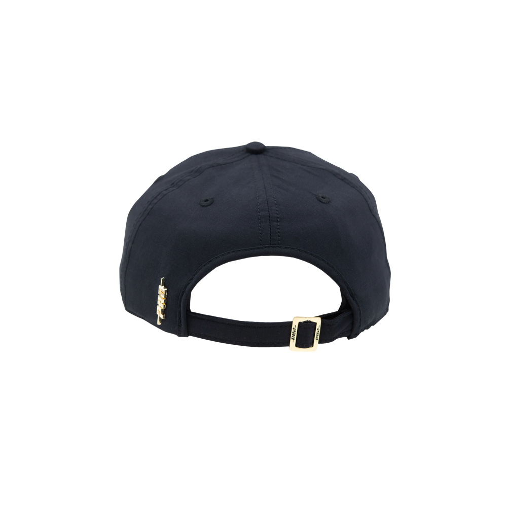 Black Pro Standard dad hat with adjustable strap and gold buckle, featuring Miami HEAT branding detail. - Pro Standard Dwyane Wade MIAMI Dad Hat