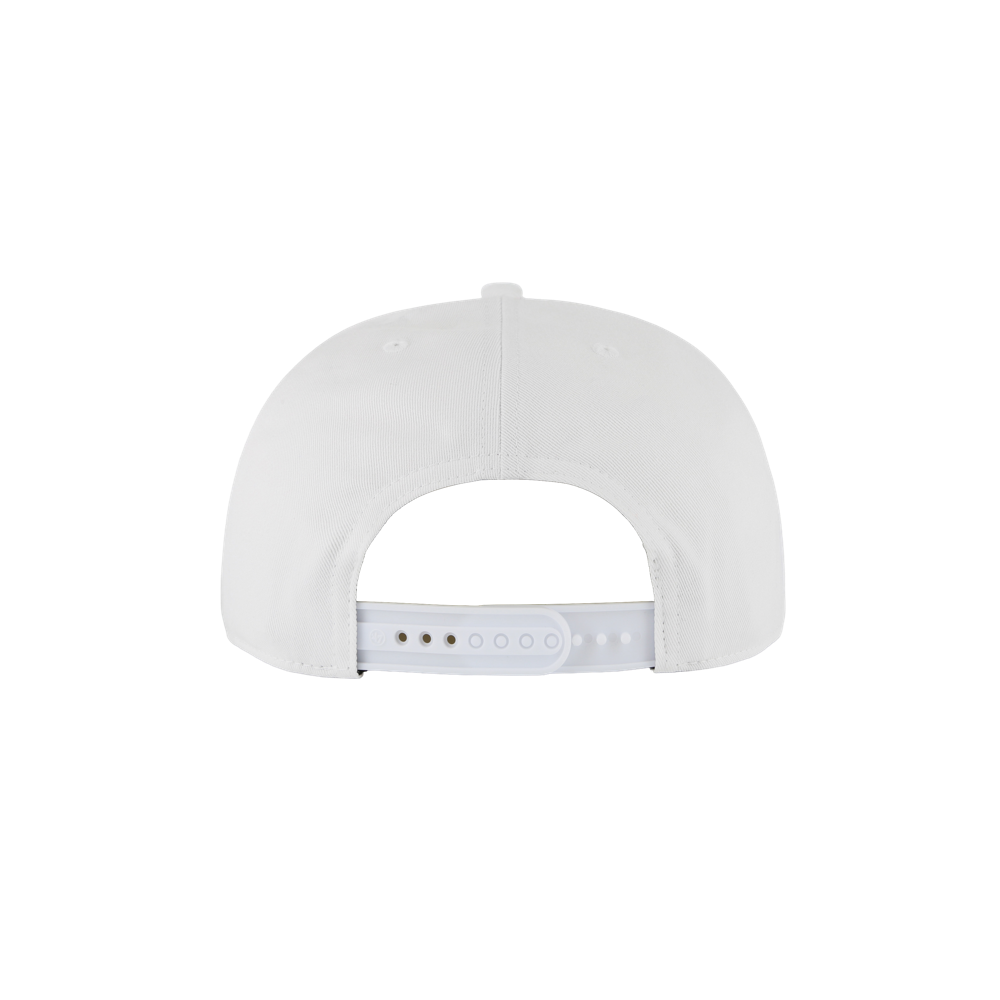 The image displays the back view of a ‘47 Brand Miami HEAT White Captain Snapback. This adjustable, one-size-fits-most cotton hat features a classic snapback closure and is shown centered on a white background.