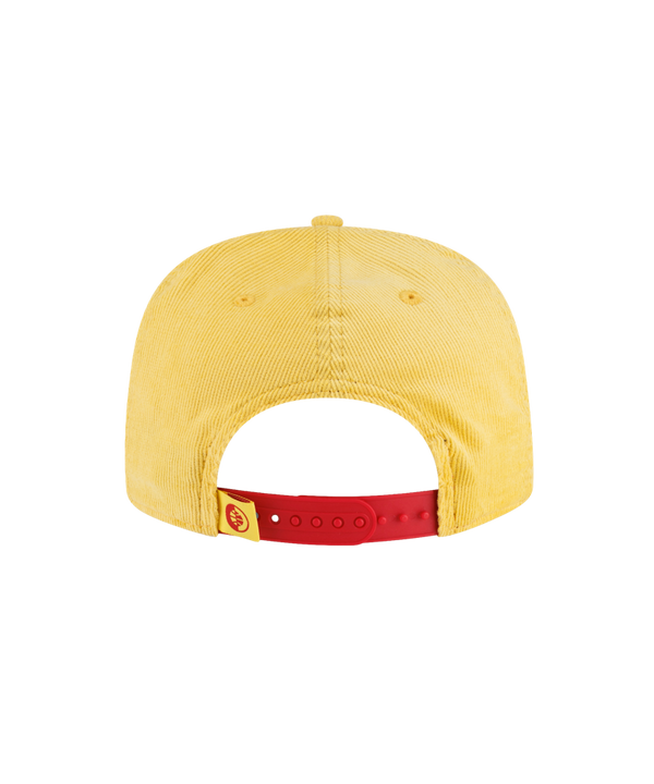 Yellow cotton Court Culture x New Era Sunshine snapback hat featuring a Miami Heat basketball logo on the front.