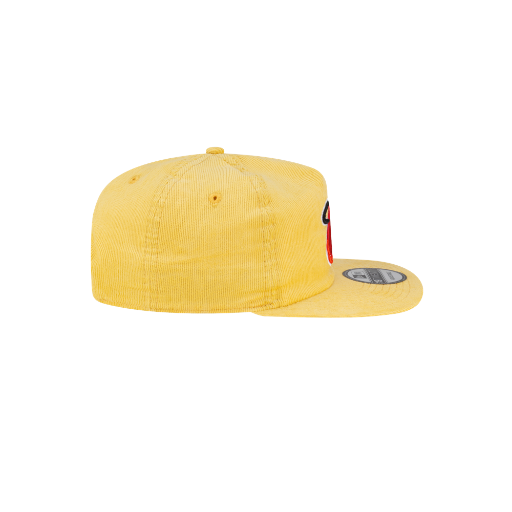 Yellow Court Culture x New Era Sunshine cotton snapback cap with a red and blue graphic on the front panel.