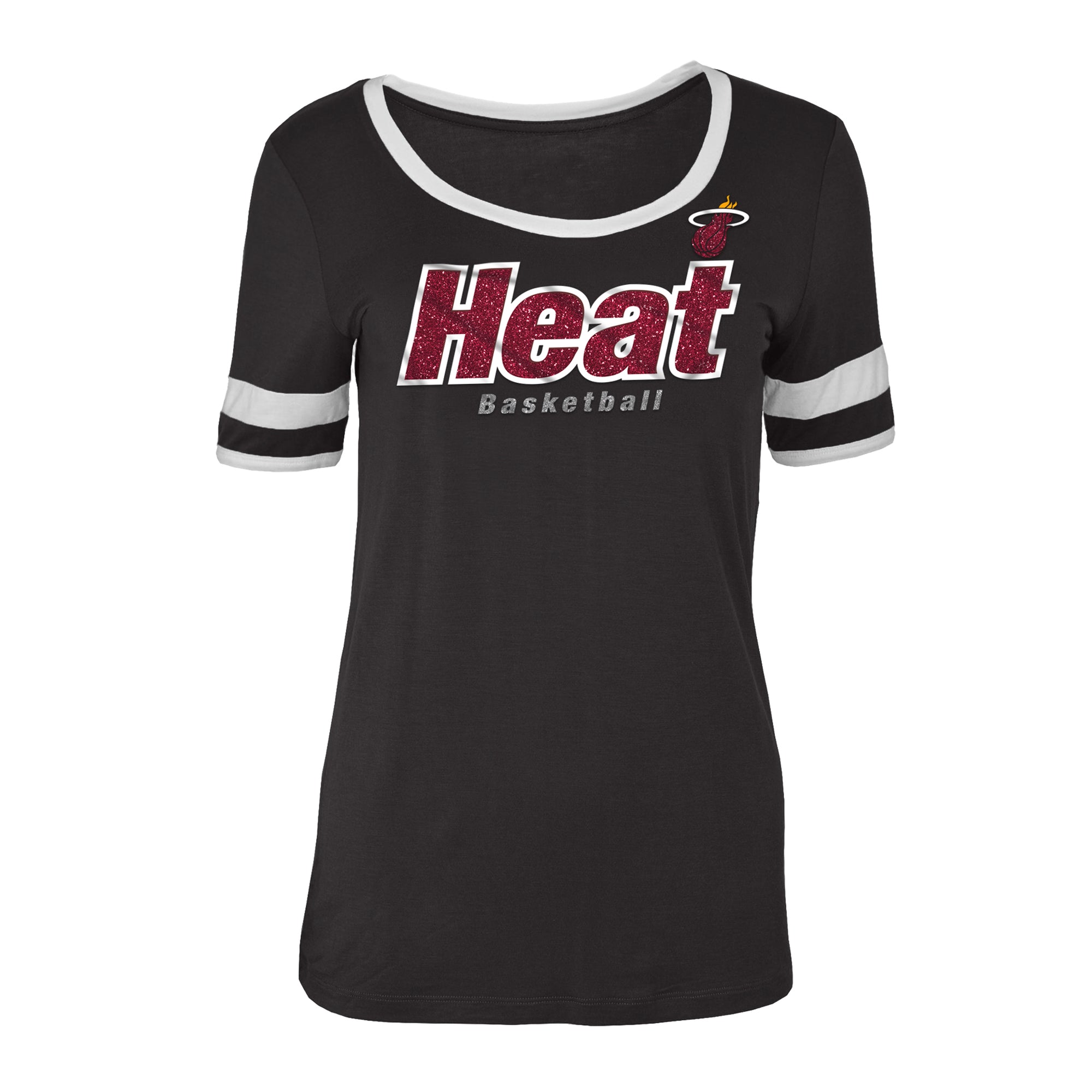 New ERA Miami HEAT Ladies Rayon Ringer Tee WOMENS TEES 5TH AND OCEAN   