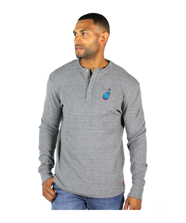 Sportiqe Miami HEAT Vice Nights Long Sleeve Campbell Thermal Henley Men's Tee Sportiqe
