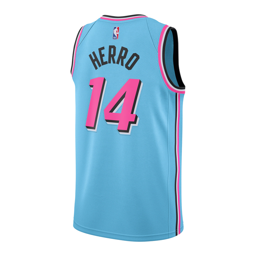 Tyler Herro #14 Miami Heat Vice Versa City Edition Jersey Pink Blue XXL