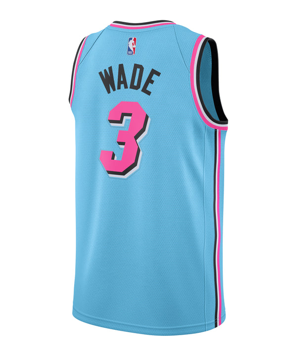 Miami HEAT ViceWave swingman jersey in blue gale with pink and white accents, number 3, Nike logo. - Dwyane Wade Nike Miami HEAT ViceWave Swingman Jersey
