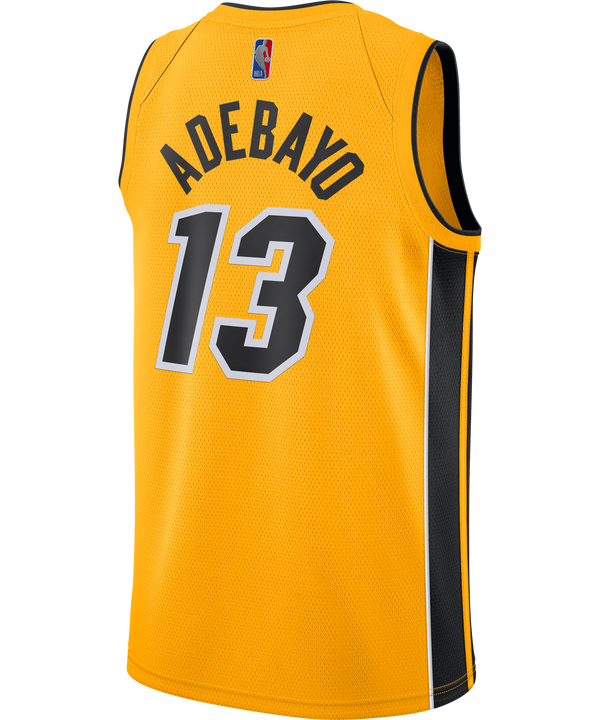 Gold Miami HEAT Bam Adebayo Nike Swingman jersey with black trim and number 13 on front. - Bam Adebayo Nike Trophy Gold Swingman Jersey