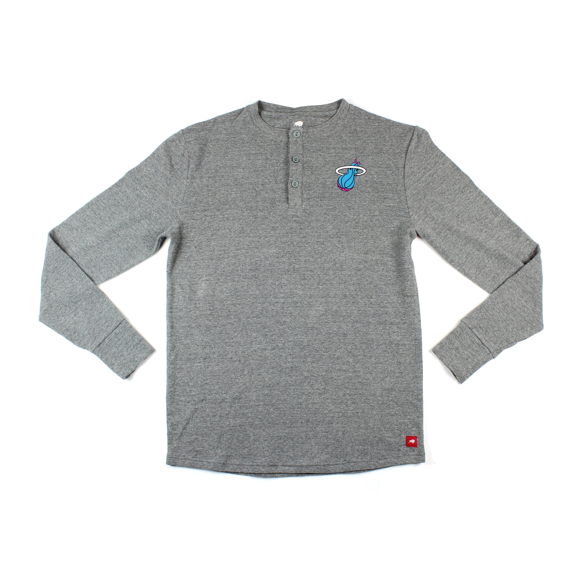 Sportiqe Miami HEAT Vice Nights Long Sleeve Campbell Thermal Henley Men's Tee Sportiqe