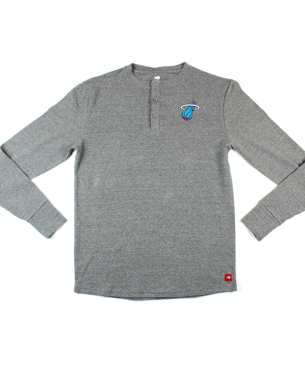Sportiqe Miami HEAT Vice Nights Long Sleeve Campbell Thermal Henley Men's Tee Sportiqe