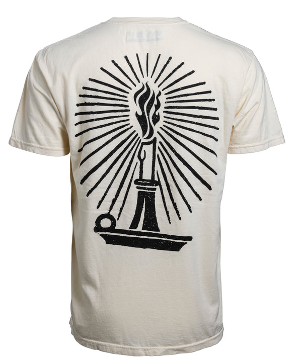 Ivory Court Culture Tyler Herro Inferno unisex tee with small black Miami HEAT logo on chest. - Court Culture Tyler Herro's Inferno Unisex Tee