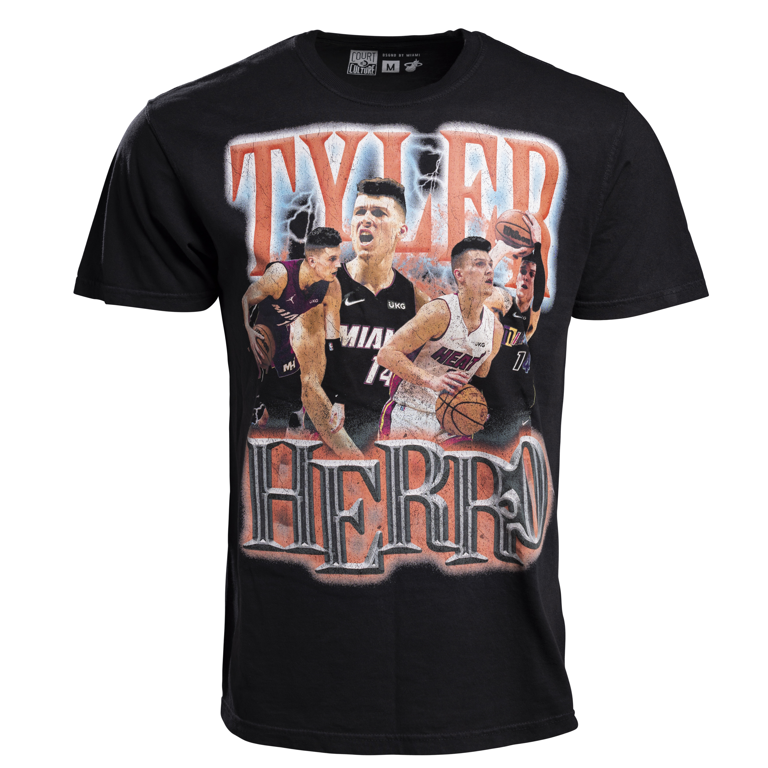 New W Damage Miami Heat Court Culture x Tyler Herro shirt Basketball L Blk